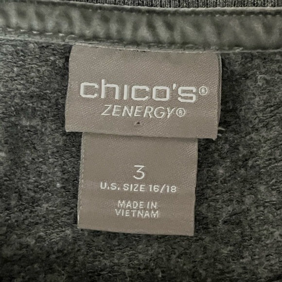 Chicos Zenergy Top Women 3 US Gray Tunic Side Zip Long Sleeve Casual Modest - Picture 7 of 8